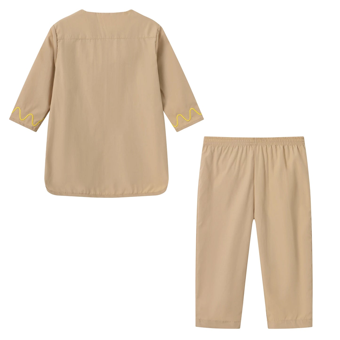 Autumn New Middle Eastern Button Round Tie Pocket Robe Set with Arabic Embroidery Pattern for Middle Eastern Children