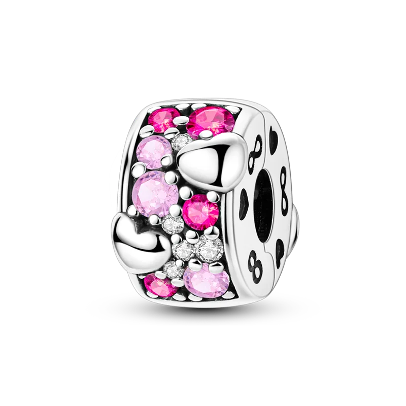 Silver Clasp 925 Sterling Silver CZ Pave Clip Charms Daisy Beads Stopper Safety Chain Fit Original Bangle Bracelet Jewelry Clips