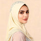 Muslim Square Scarf Women Fashion Rhinestone Hijab Arab Headwrap Turban Headband Pearl Chiffon Islamic Headscarf  Free Pin