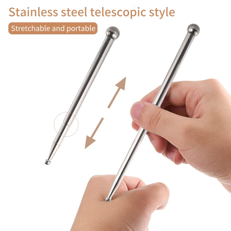 1pc Stainless Steel Acupuncture Stick - Double-Ended, with Large Heads for Acupoint Massage