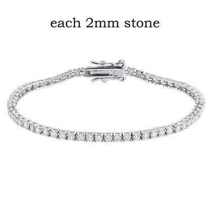 Smyoue 2-6.5mm Real Moissanite Tennis Bracelet for Women Christmas Gift Platinum Plated 100% 925 Sterling Silver Wedding Jewelry