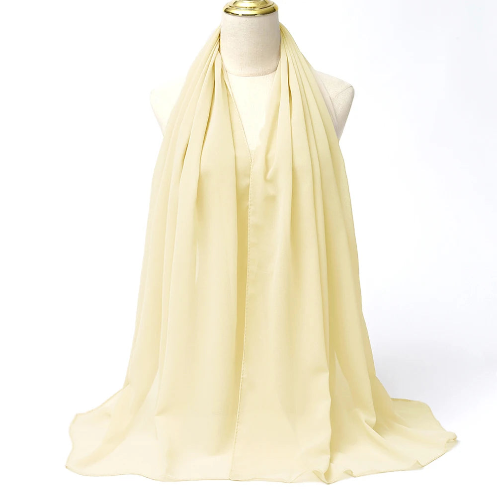 Muslim Chiffon Hijabs For Woman Long Solid Color Head Wrap For Women Shawls Scarves Ladies Muslim Veil Hijab