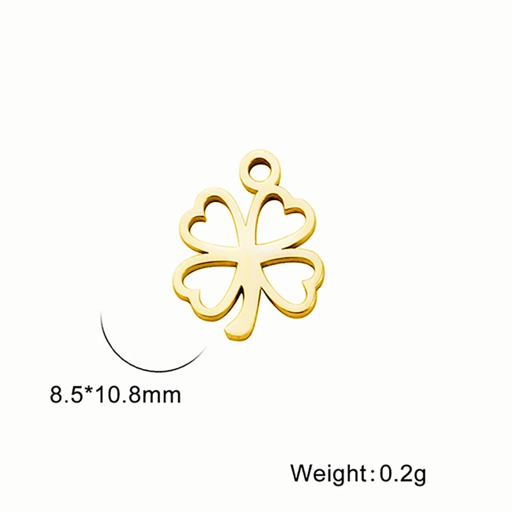 EUEAVAN 5pcs Stainless Steel Charms for Jewelry Making Leaves Lotus Flower Star Pendant Mini Charm Necklace Bracelet DIY Gifts