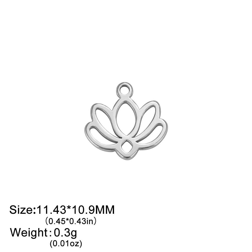 EUEAVAN 5pcs Stainless Steel Charms for Jewelry Making Leaves Lotus Flower Star Pendant Mini Charm Necklace Bracelet DIY Gifts