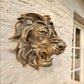Gold Hollow Lion Head Statue Lion Head Shape Powerful Symbolism Lion Head Wall Mounted Resin Art Large Lion Head Sculpture