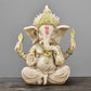 Hindu Ganesha Buddha Elephant Statue Golden Sandstone Ganesha Figurine Tabletop Decoration Ornament Elephant Figurine Home Decor