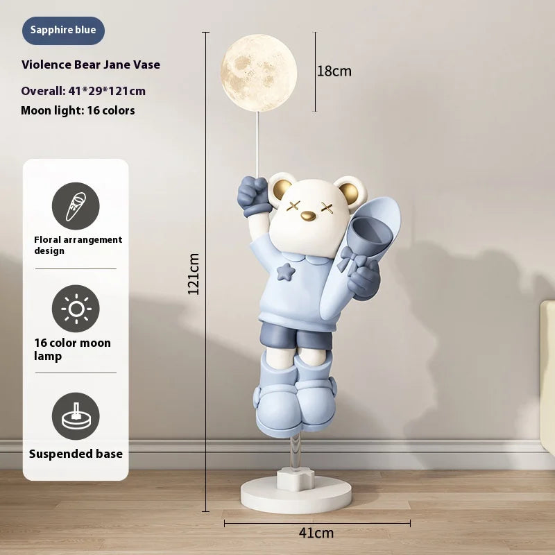 2024 New Violent Bear RGB Floor Light Living Room Bedroom Sofa TV Cabinet Decoration with Bluetooth Sound System Floor Light