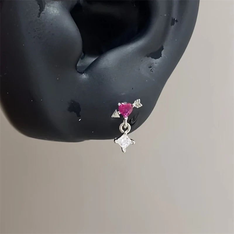 1pcs Quality Shiny Cross Zircon 316L Stainless Steel Ear Bone Nail Y2K Style Silver Color Earring for Women Cochlear Accessories