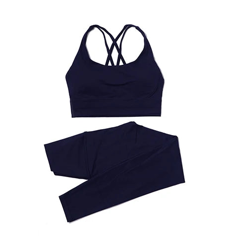 SOISOU Nylon Yoga Set Women's Tracksuit Gym Fitness Set Woman 2 Pieces Leggings Sports Bra Breathable Sportwear Woman Clothes