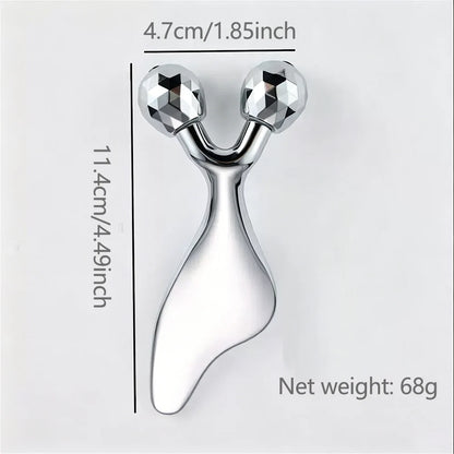 3D Facial Roller & Gua Sha Tool Stainless Steel Massage Roller For Face Eyes Chin Lift Tightening Skin Sculpting Beauty Tools