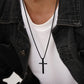 Vnox Cross Necklace for Men Women, Silver Color Plain Alloy Metal Cross Pendant Collar with Stainless Steel Box Chain