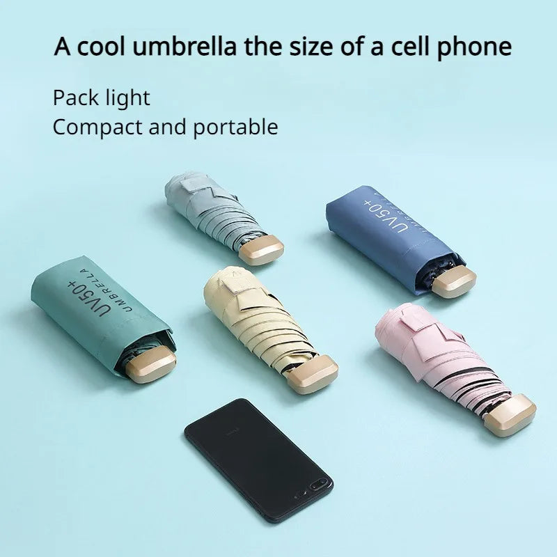 Ultra light mini women's 50 fold sun umbrella, sun protection and UV protection dual-purpose umbrella, sun umbrella pocket capsu