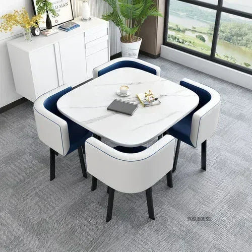 Nordic Round Dining Tables Set for Dining Room Furniture Kitchen Dining Table Set with 4 Chairs Home  Light Luxury Center Tables