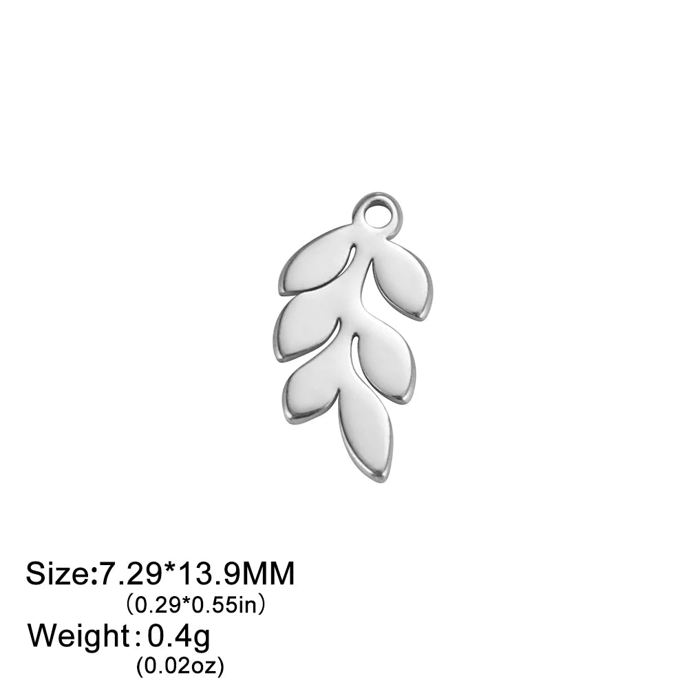 EUEAVAN 5pcs Stainless Steel Charms for Jewelry Making Leaves Lotus Flower Star Pendant Mini Charm Necklace Bracelet DIY Gifts