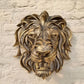 Gold Hollow Lion Head Statue Lion Head Shape Powerful Symbolism Lion Head Wall Mounted Resin Art Large Lion Head Sculpture