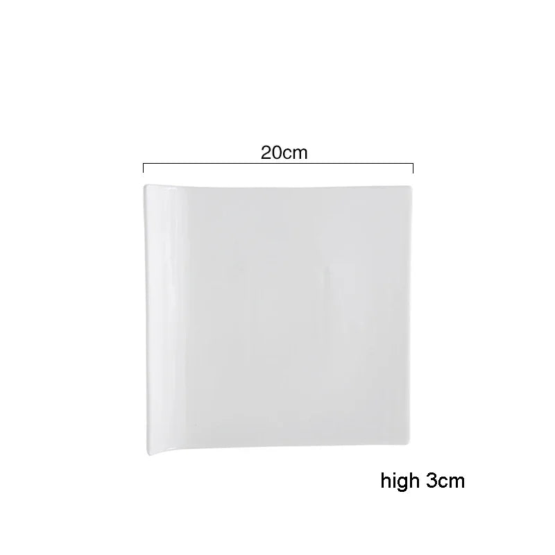 Square Ceramic Plate White Steak Plate Dessert Sushi Plate Serving Plates Flat Plates Molecular Cuisine Restaurant Tableware