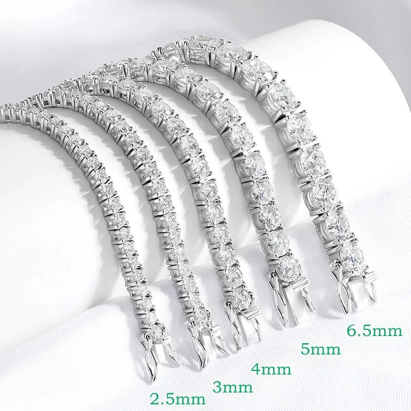 Smyoue 2-6.5mm Real Moissanite Tennis Bracelet for Women Christmas Gift Platinum Plated 100% 925 Sterling Silver Wedding Jewelry