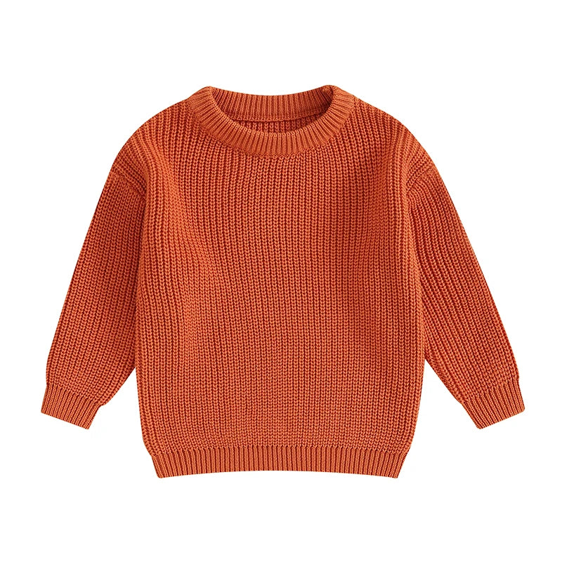 Suefunskry Newborn Baby Girl Boy Knitted Long Sleeve Autumn Winter Sweater Solid Loose Pullover Casual Tops Kids Clothes 0-5Y
