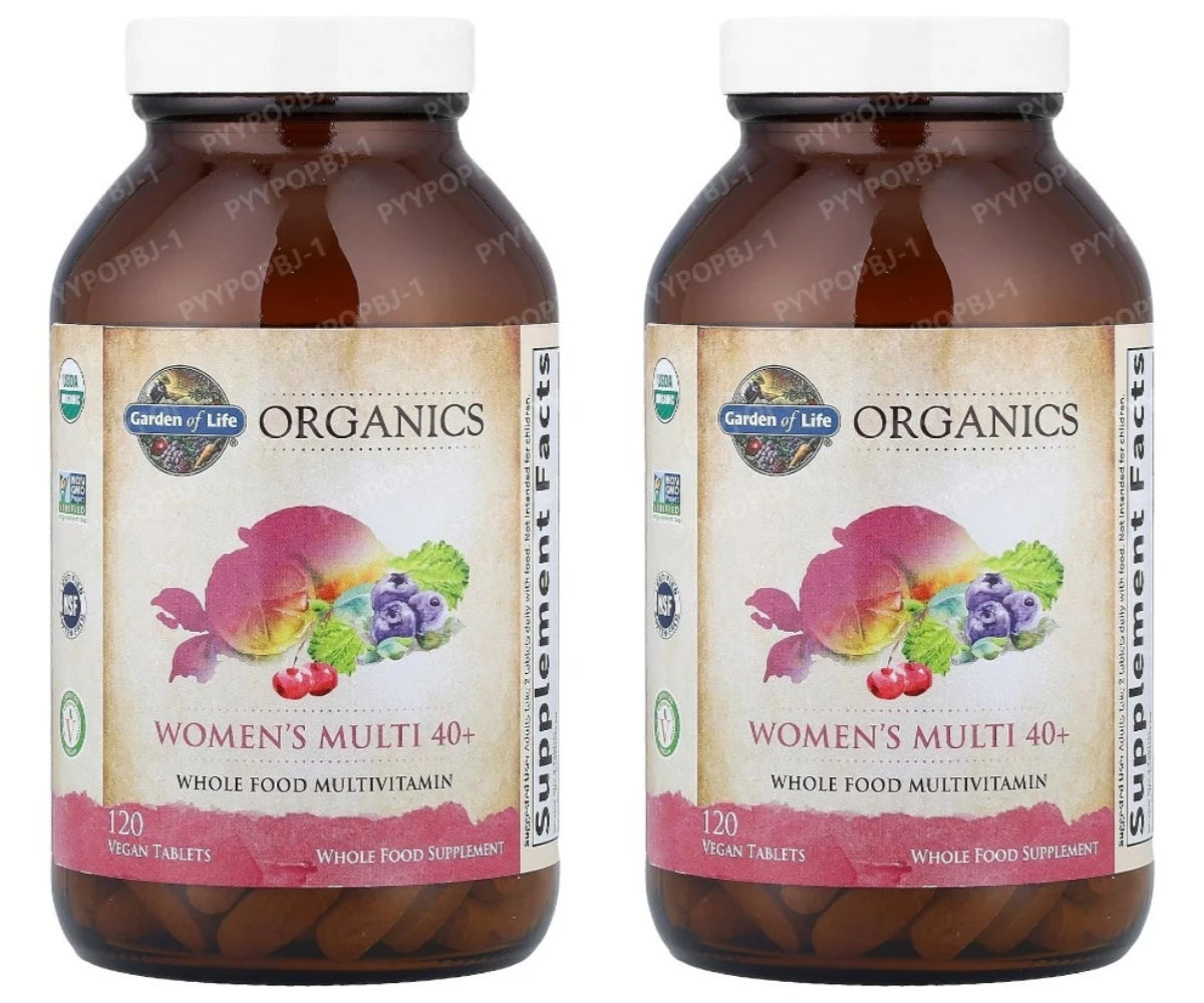 Garden of Life Multivitamin for Women 40 Plus Organics Womens Vitamins Hormone Breast Health Support Blend Vegan 120 Tablets