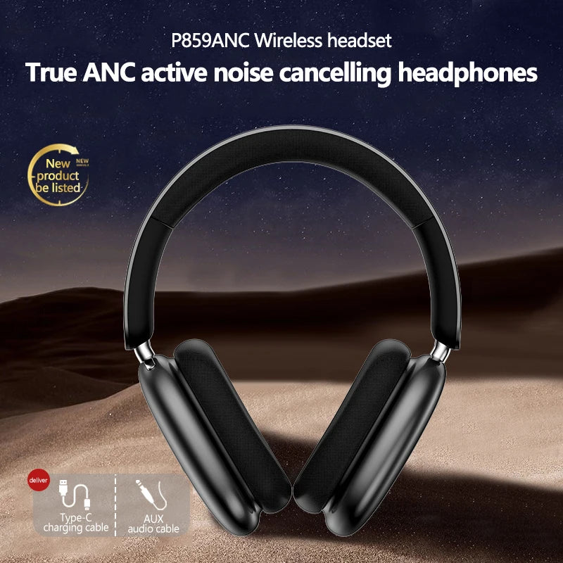 Head mounted wireless Bluetooth earphones with ultra long battery life, rotatable active noise cancelling features
