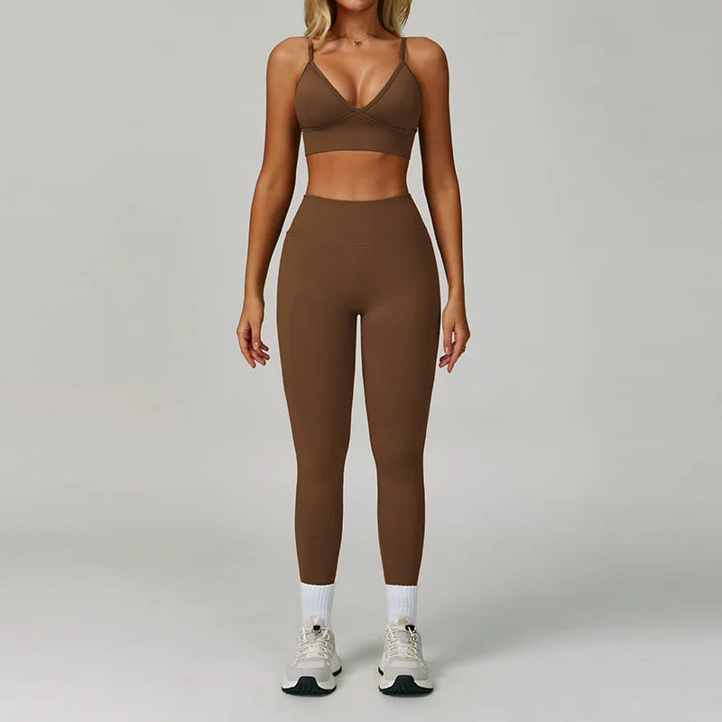 2/3PCS Seamless Yoga Set Gym Workout Suits Athletic Wear Women Legging Fitness Bra Crop Top Long Sleeve Sports Suits Sportswear