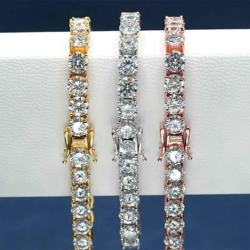 New 2&3&4mm Moisssanite Tennis Bracelet Original 925 Sterling Silver Jewelry Moisssanite Diamond Tennis Chain for Women & Men