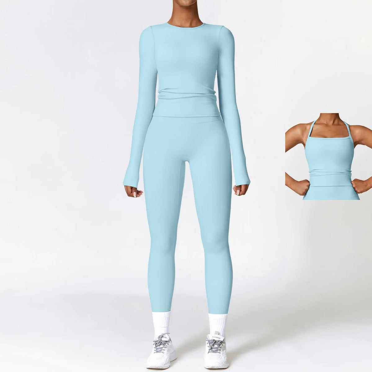 2/3PCS Yoga Set Women Workout Set Seamless Sportswear Gym Clothing Fitness Long Sleeve Crop Top High Waist Leggings Sports Suits