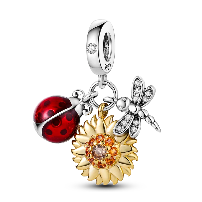 2026 Hot Sale Charms Bead 925 Sterling Sliver Pink Butterfly Luminous Firefly Dangle Fit Bangle Bracelet Necklace DIY Jewelry