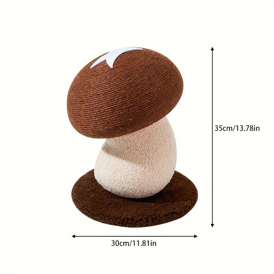 Mushroom Shape Sisal Rope Cat Scratcher, Durable Climbing Post & Play Toy for Indoor Cats, Non-Shedding Scratching Pole
