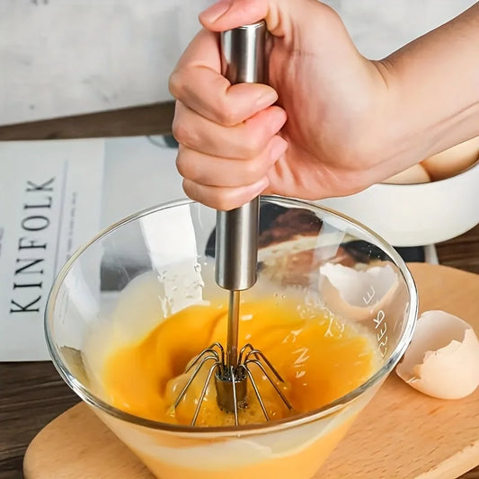 Semi-automatic stainless steel egg beater for mixing and baking
