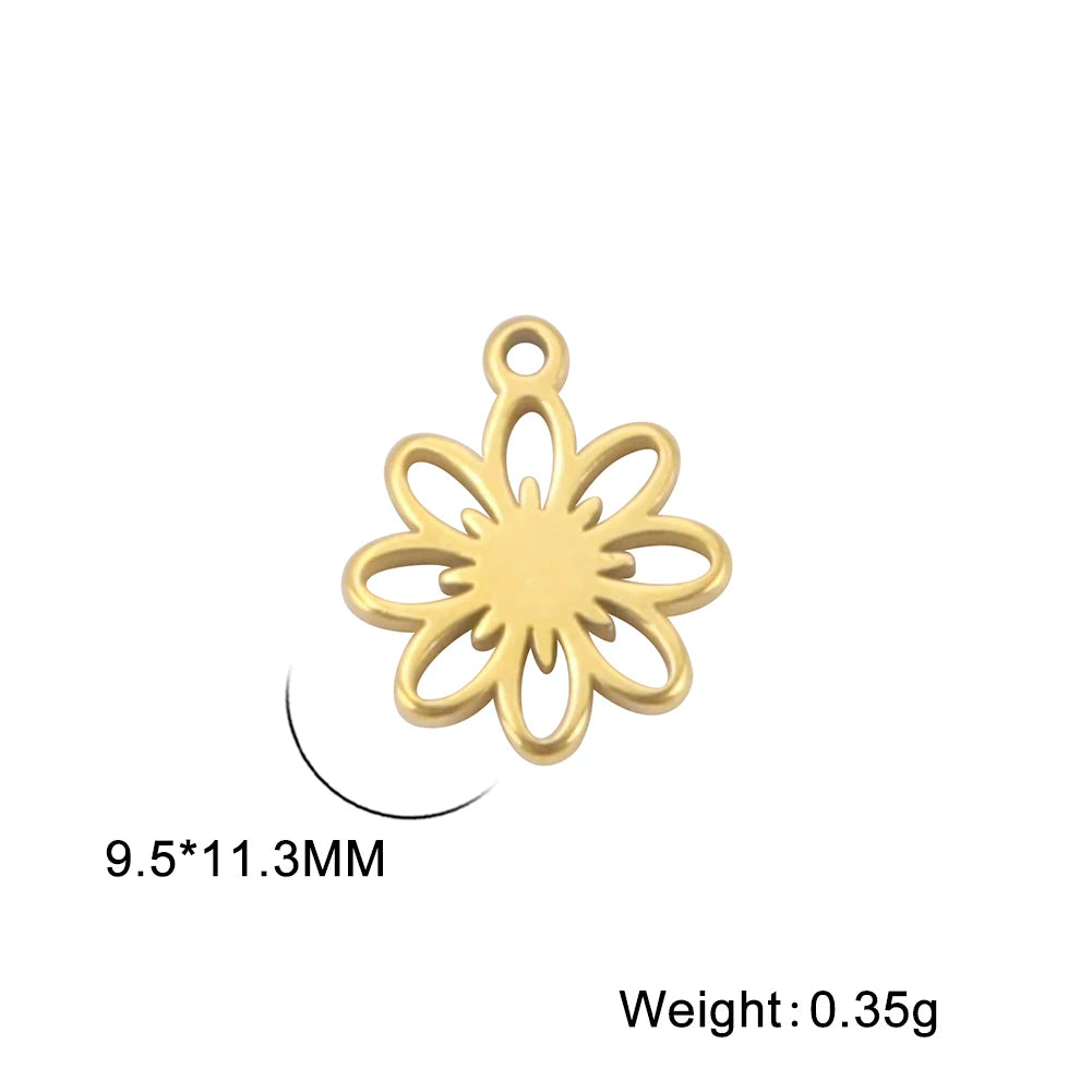 EUEAVAN 5pcs Stainless Steel Charms for Jewelry Making Leaves Lotus Flower Star Pendant Mini Charm Necklace Bracelet DIY Gifts