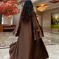 Muslim Women Abaya Dress 2 Piece Set Butterfly Satin Lace-up Morocco Caftan Inner Dress Musulman Ensembles Cadigan Outfit Suits