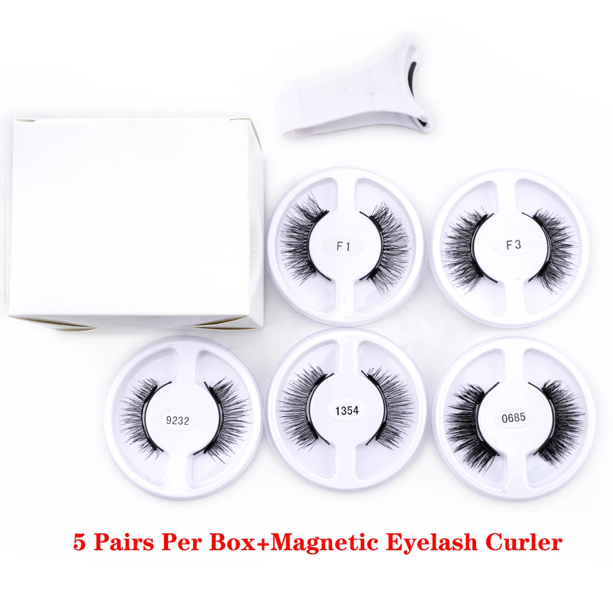 5 Pairs 3D Magnetic Lashes Kit With Curler Natural Soft Magnetic False Eyelashes No Glue Needed Fluffy Reusable Make Up