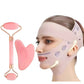 3-Piece Face Sculpting Mask&Face Massage Roller&Gua Sha Tool,Reusable AdjustableV-shaped Face Bandage,Portable Body Massage Tool