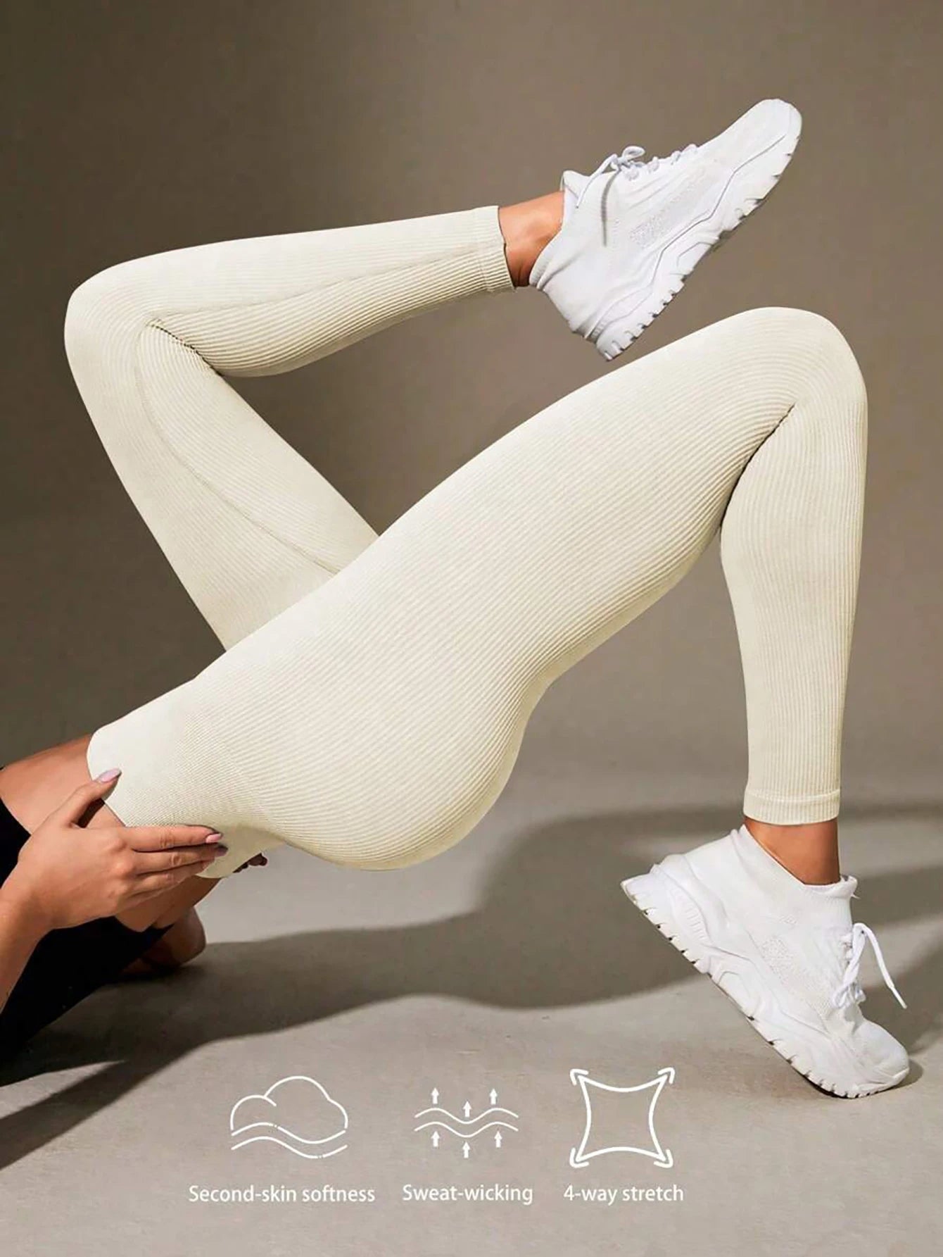 Women's High Waisted Ribbed Yoga Pants - Solid Color Stretchy Tummy Control Workout Leggings for Fitness Gym Lounge & Daily Wear