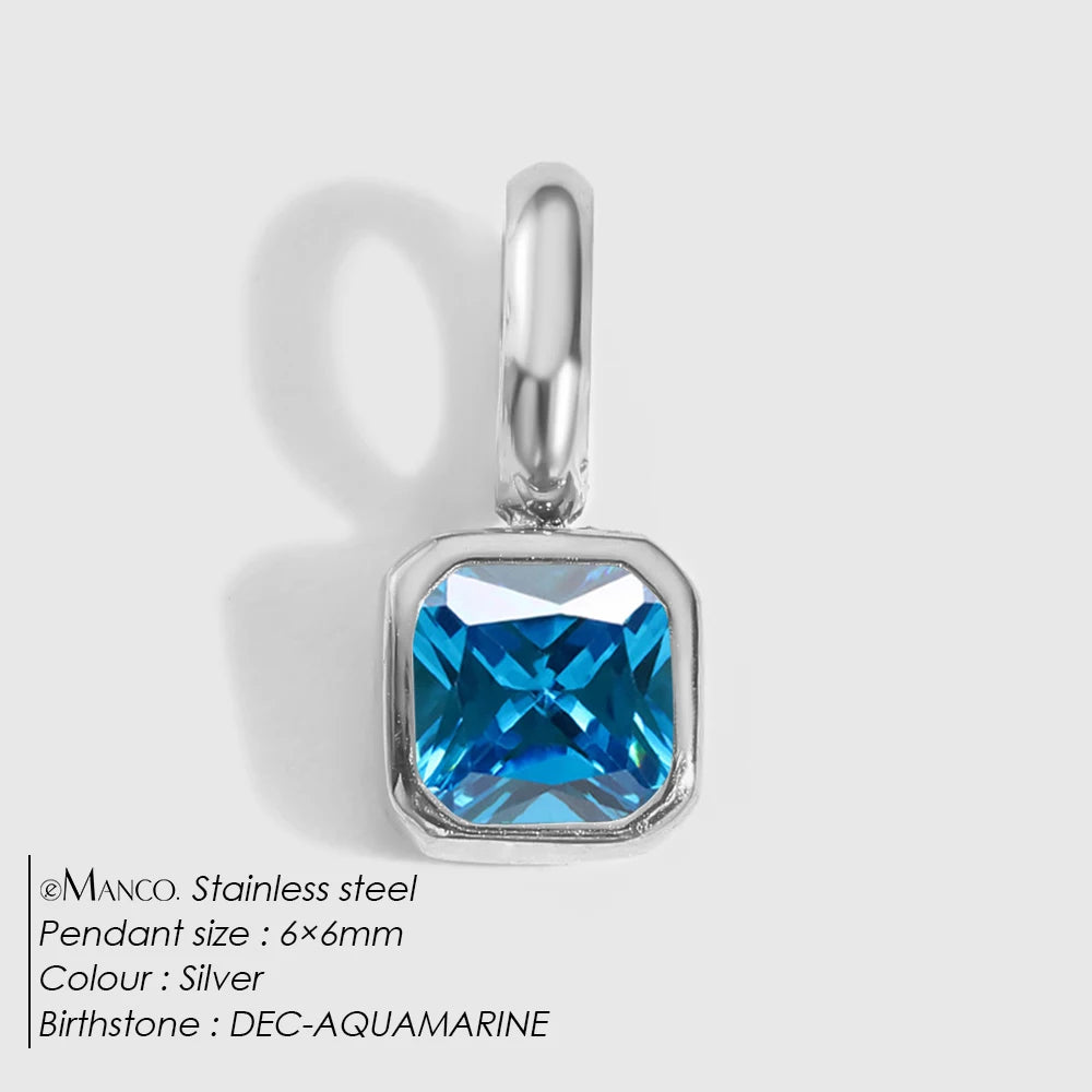 EMANCO Stainless Steel Classic Octagon Birthstone Charms 14K Gold Plated Pendant For DIY Jewelry Making Necklace