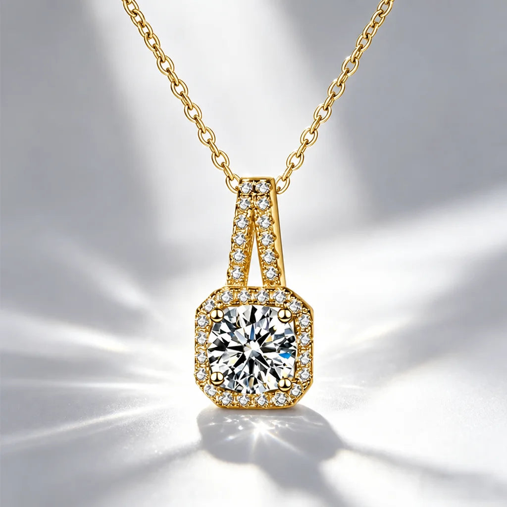 0.5ct-1.0ct VVS1 D Color Moissanite Necklace 925 Soild Sterling Sliver Chain with Certificate Fine Jewelry for Woman Jewelry