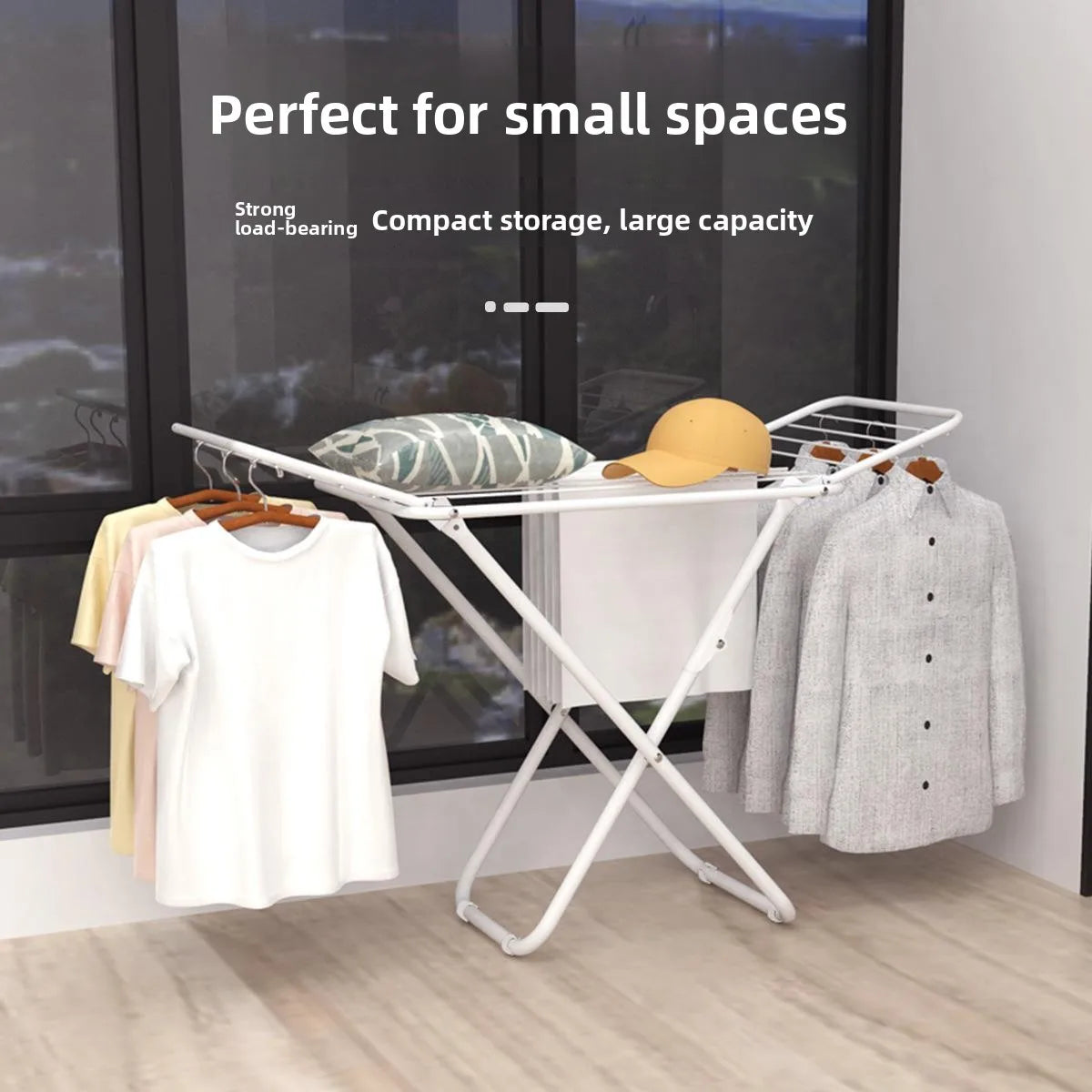 Simple Floor-Mounted Laundry Drying Rack Yangzi Footline Heater Balcony Stacking Easy-To-Use Clothes Drying Rack Home Use