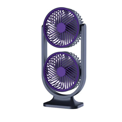 Dual Head Desk Fan 3 Speed USB Rechargeable Table Cooling Fan Low Noise with LED Night Light Independent Control for Home Office Bedroom Desktop