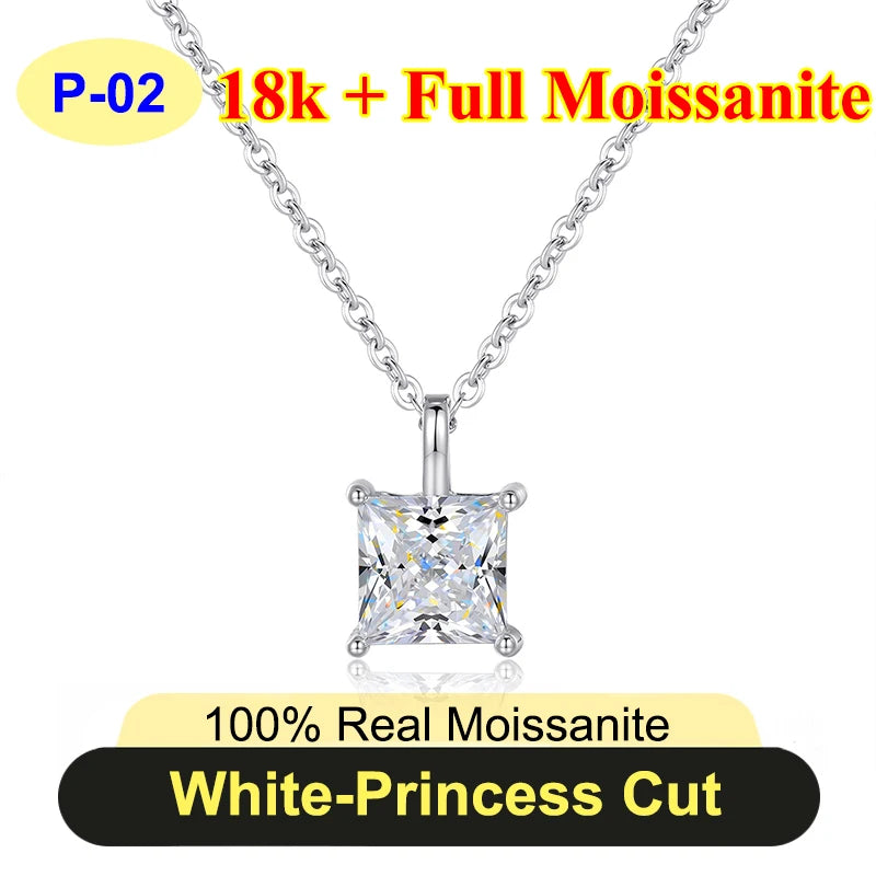 PureNew 1-5ct Classic Full Moissanite Necklace For Women S925 Silver Plated 18k Gold D Color VVS1 Women's Moissanite Chain Gift