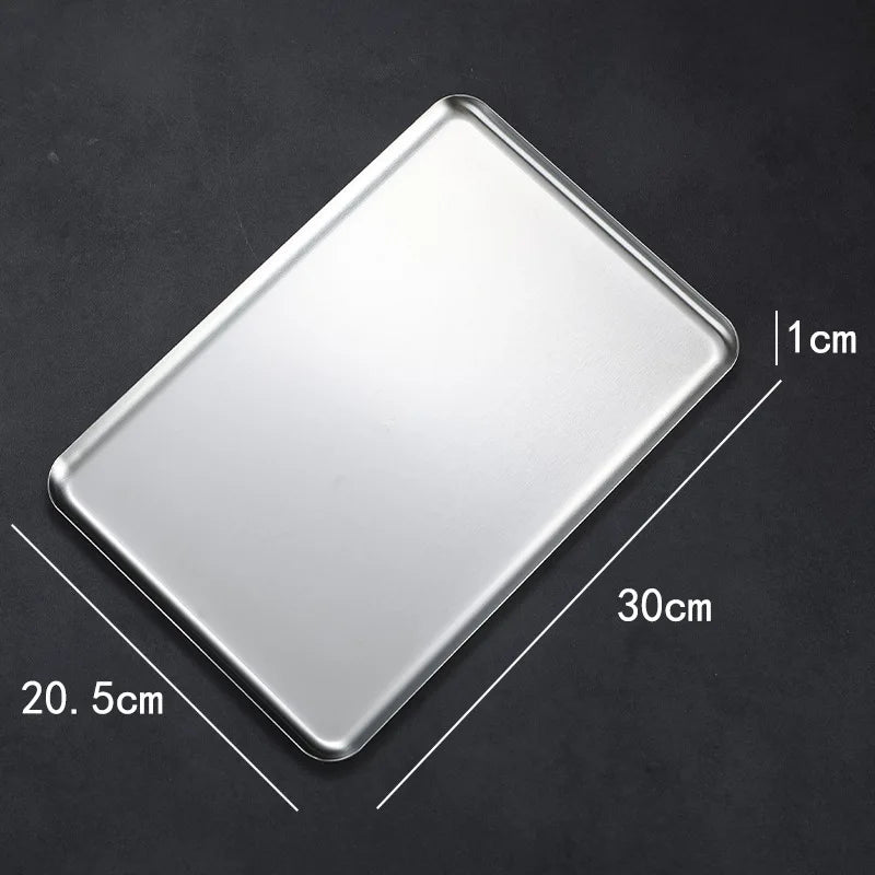 Rectangular 304 Stainless Steel Plate Barbecue Plate Hot Pot Buffet Tray Square Snack Dessert Trays Kitchen Cook Accessories