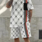 2025 Summer Men's Clothing Letter Print Short Sleeve Top Men's Elastic Waist Shorts 2-piece Set Plus Size T Shirts Shorts Set