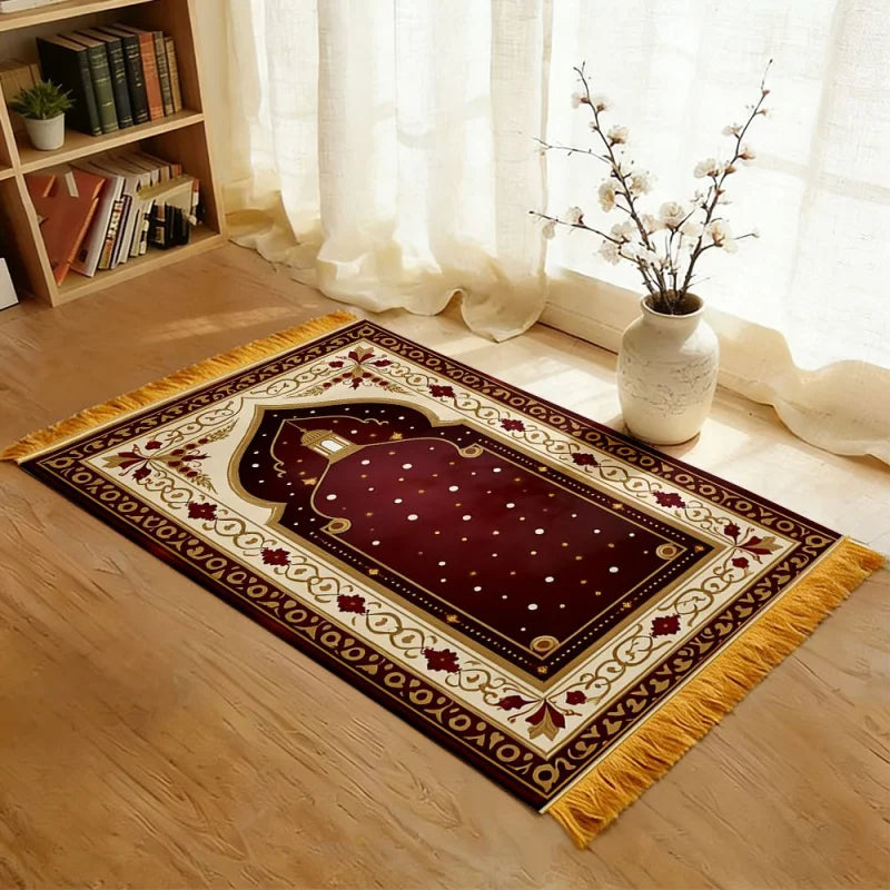 VIKAMA Crescent Moon Arch Islamic Prayer Rug Soft Comfortable Lightweight Foldable Prayer Mat for Muslim Worship