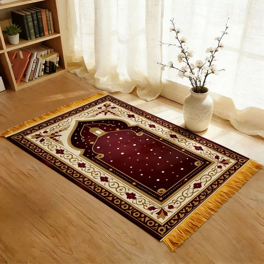 VIKAMA Crescent Moon Arch Islamic Prayer Rug Soft Comfortable Lightweight Foldable Prayer Mat for Muslim Worship
