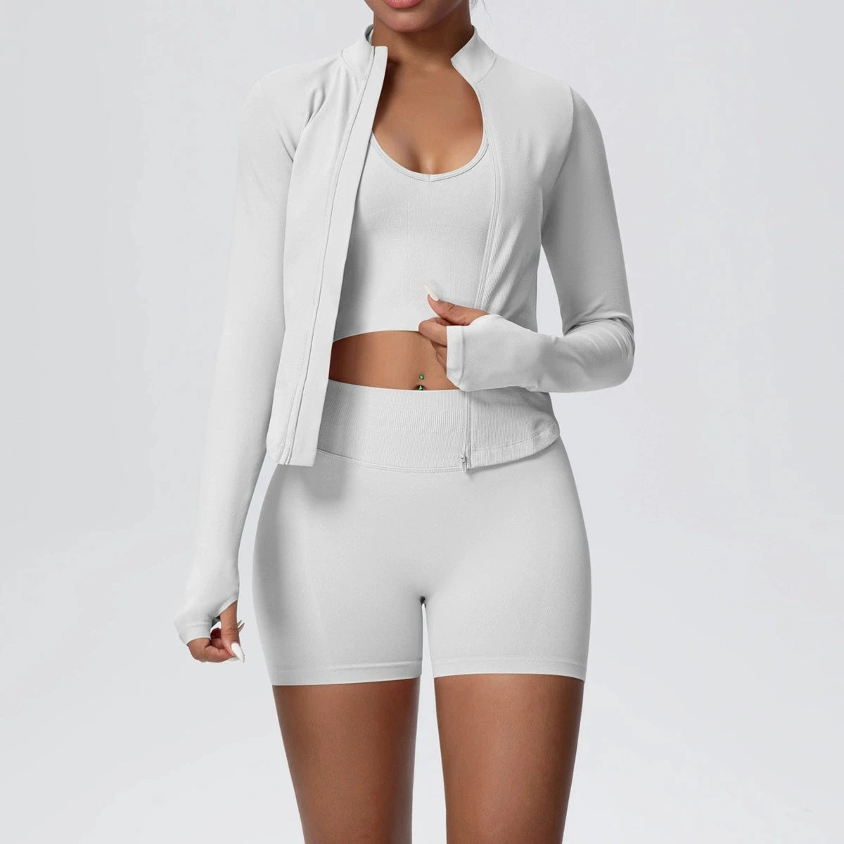 Women Seamless Sportswear Yoga Set 3PCS Workout Clothes Sports Gym Legging Shockproof Fitness Bra Crop Top Long Sleeve Yoga Suit