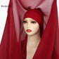 Chiffon Instant Hijab With Bulit-in Magnets Muslim Woman Hijab Solid Color Easy To Wear Shawl Wrap With Undercap Famme Headscarf