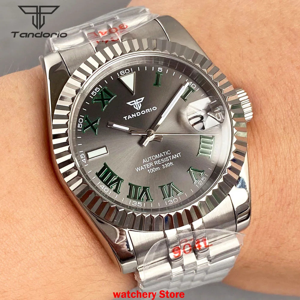 NEW Rose Gold 36mm 39mm Sunburst Grey Dial Dark Green Roman Numbers 200m Waterproof NH35 Automatic Men Watch Sapphire Glass