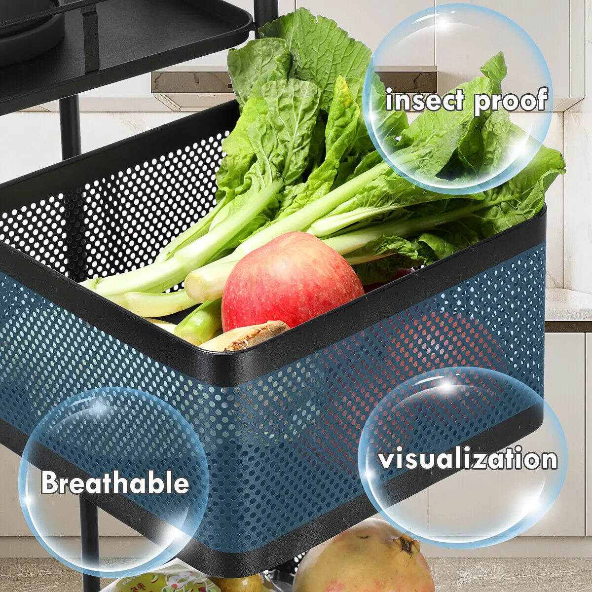 6 Tier Rotating Storage Shelves Rack,Kitchen Vegetable Storage Trolley,Vegetable Fruit Storage Basket Rack,5 Layer Kitchen Rotating Storage Rack,Vegetable Trolley,Potato Storage,Onion Storage