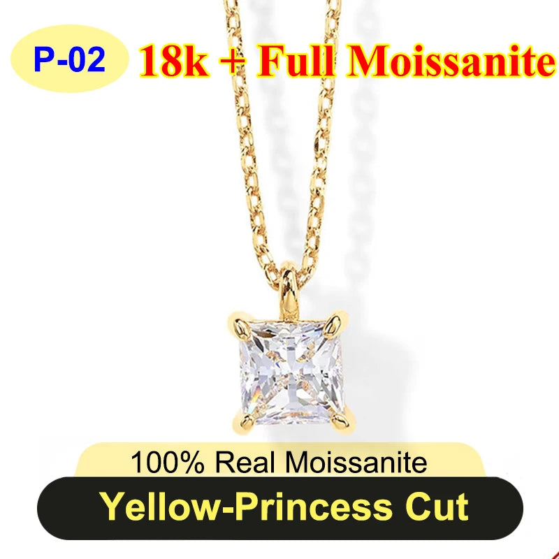 PureNew 1-5ct Classic Full Moissanite Necklace For Women S925 Silver Plated 18k Gold D Color VVS1 Women's Moissanite Chain Gift
