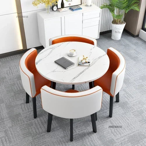 Nordic Round Dining Tables Set for Dining Room Furniture Kitchen Dining Table Set with 4 Chairs Home  Light Luxury Center Tables